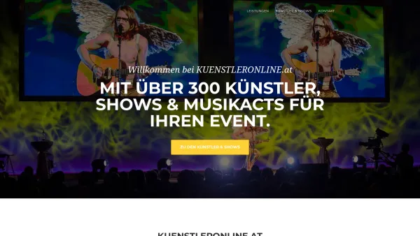 Website Screenshot: www.Kuenstleronline.at die neue Künstleragentur online mit mehreren 100 Künstlern für Ihre Veranstaltung. - Kuenstleronline - Date: 2023-06-23 12:05:29