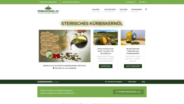 Website Screenshot: kürbiskernöl.cc - Kürbiskernöl 2023 ? Österreichs Nr. 1 online - Date: 2023-06-26 10:26:30