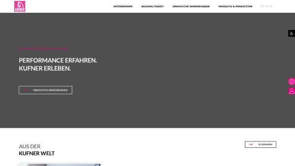Website Screenshot: Kufner Textilwerke GmbH - Kufner Holding | Interlining Fabrics & Technical Textiles - Date: 2023-06-14 10:41:23