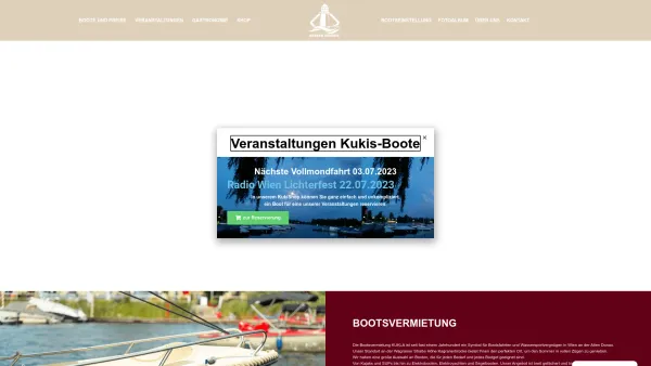 Website Screenshot: Bootsvermietung Kukla Alte Donau Wien Kukis Kombüse - Bootsvermietung Kukla • Alte Donau Wien • Kukis Kombüse. - Date: 2023-06-26 10:26:28