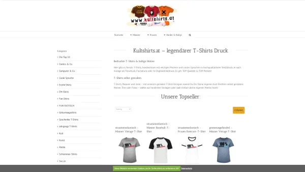 Website Screenshot: Kultshirts.at by GKA-Textildruck - kultshirts.at – Bedruckte T-Shirts & kultige Motive - Date: 2023-06-15 16:02:34