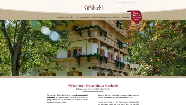 Website Screenshot: Brigitte Ferienhotel Kumbichl Mayrhofen Zillertal Tirol - Appartements in Mayrhofen im Zillertal - Landhaus Kumbichl - Date: 2023-06-23 12:05:29