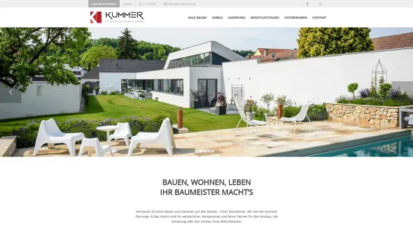 Website Screenshot: Ing. Friedrich Kummer Hoch und Tiefbau Gesellschaft auf derdes Bauunternehmens Kummer-Bau.at - Kummer Planungs‑ & Bau GmbH | Ihr Baumeister - Date: 2023-06-23 12:05:29