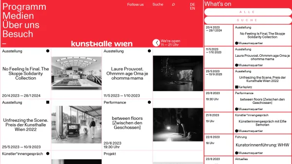 Website Screenshot: KUNSTHALLE wien - Home – Kunsthalle Wien - Date: 2023-06-23 12:05:31
