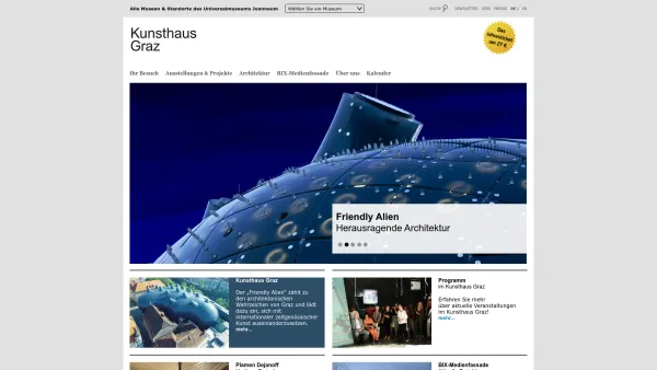 Website Screenshot: Kunsthaus Graz - Kunsthaus Graz - Zeitgenössische Kunst | Kunsthaus Graz - Date: 2023-06-23 12:05:31
