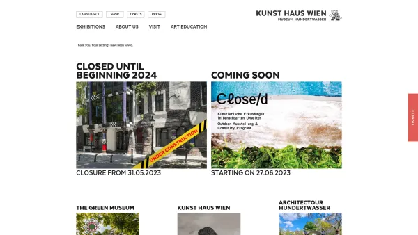 Website Screenshot: Museums-Betriebsgesellschaft KUNST HAUS WIEN - Home Page_en – Kunst Haus Wien. Museum Hundertwasser - Date: 2023-06-23 12:05:31