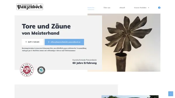 Website Screenshot: Kunstschmiede Panzenböck - Kunstschmiede im Raum Wien | Tore aus Schmiedeeisen - Date: 2023-06-23 12:05:31