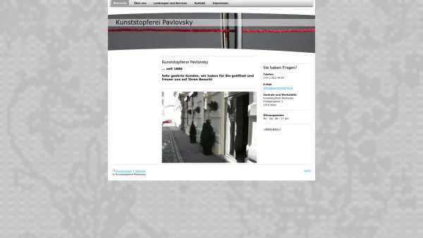 Website Screenshot: Spezial Kunststopferei Pavlovsky - Kunststopferei Pavlovsky - Startseite - Date: 2023-06-23 12:05:31