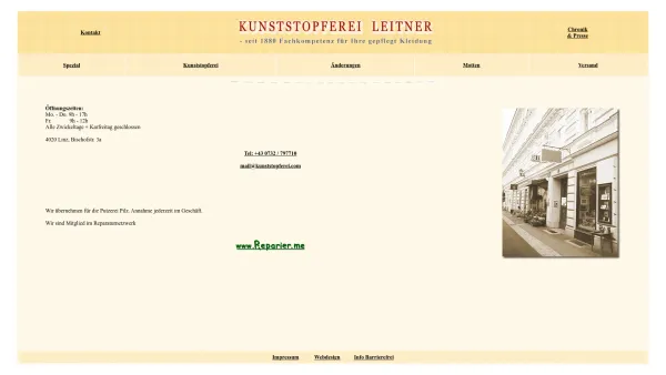 Website Screenshot: Leitner Kunststopferei und Änderungsschneiderei - Kunststopferei Leitner Kontakt & Anreise - Date: 2023-06-14 10:37:46