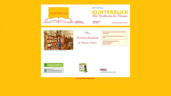Website Screenshot: Buchhandlung Kunterbuch - Buchhandlung Kunterbuch - Literatur für Kinder, Jugendliche und PädagogInnen - Date: 2023-06-23 12:05:31