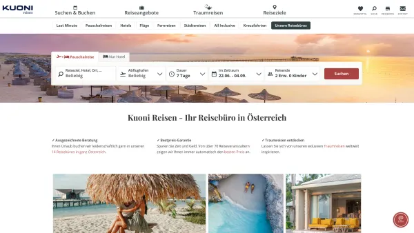 Website Screenshot: Kuoni Reisebüro GmbH - Kuoni Reisen - Ihr Reisebüro in Österreich - Date: 2023-06-23 12:05:31