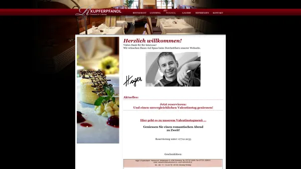 Website Screenshot: Restaurant Catering Kupferpfandl Schärding Oberösterreich Österreich - Hager's Kupferpfandl - Restaurant & Catering | Herzlich willkommen! - Date: 2023-06-23 12:05:31