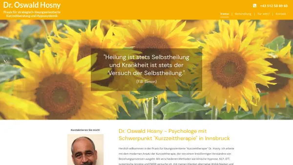 Website Screenshot: Dr. Oswald Hosny Klinischer Psychologe und Hypnosetherapeut - Dr. Oswald Hosny | Ihr Psychologe in 6020 Innsbruck - Date: 2023-06-23 12:05:34