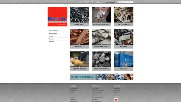 Website Screenshot: Kuttin Recycling GmbH - Kuttin | Knittelfeld, Klagenfurt, Lienz - Date: 2023-06-14 16:36:58