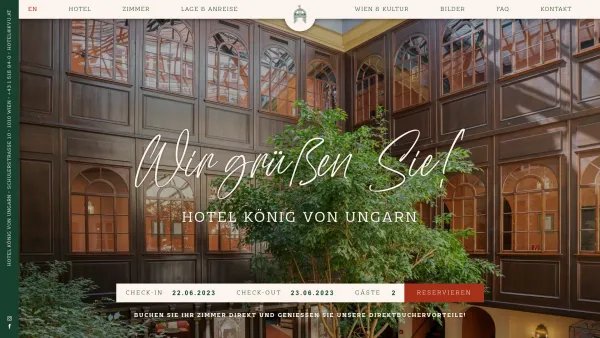 Website Screenshot: Hotel König von Ungarn - Hotel König von Ungarn - wohnen direkt beim Stephansdom | Hotel König von Ungarn | Tradition seit 1764 - Date: 2023-06-23 12:05:34