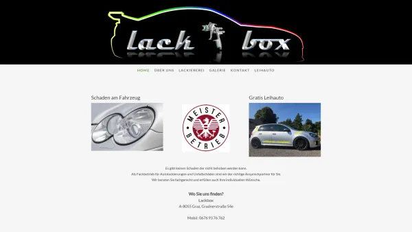 Website Screenshot: Lackbox Autolackiererei-Spenglerei - Schaden am Fahrzeug - lackboxs Webseite! - Date: 2023-06-23 12:05:37