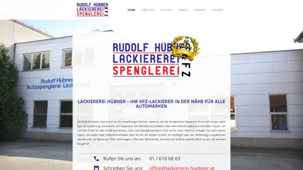 Website Screenshot: Rudolf Hübner Ges.m.b.H. Autospenglerei, Lackiererei sowie Autoglas - Autoreparatur Wien - KFZ Lackiererei Rudolf Hübner Ges.m.b.H. - Date: 2023-06-23 12:05:37