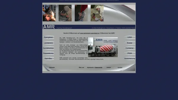 Website Screenshot: AMR Handels gmbH - AMR, Spenglerei, Lackiererei, Sandstrahltechnik, Österreich - Date: 2023-06-23 12:05:37