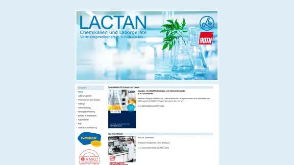 Website Screenshot: LACTAN Chemikalien und Laborgeräte Vertriebsgesellschaft m.b.H & Co KG - Lactan - Date: 2023-06-14 16:37:01