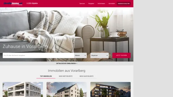 Website Screenshot: LändleImmo - Immobilien aus Vorarlberg - Wohnungen und Häuser günstig mieten und kaufen - Date: 2023-06-15 16:02:34