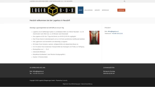 Website Screenshot: Lagerbox Einlagerungen Neue Seite 1 - Lagerbox Einlagerungen GmbH - Date: 2023-06-23 12:05:37
