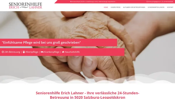 Website Screenshot: Lahner Erich Seniorenhilfe - 24 Stunden Betreuung in Salzburg-Leopoldskron - Seniorenhilfe Erich Lahner - Date: 2023-06-14 10:46:46