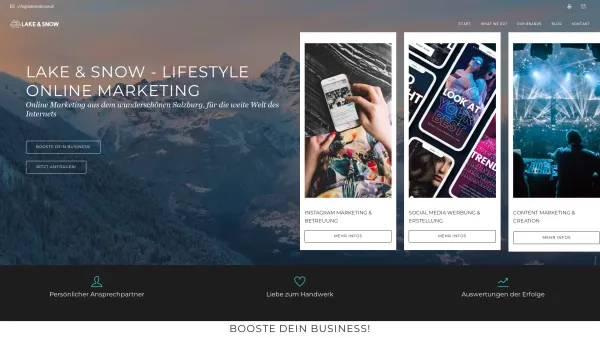 Website Screenshot: Lake & Snow Lifestyle Online Marketing - Lake & Snow – Lifestyle Online Marketing aus Salzburg! - Date: 2023-06-26 10:26:30