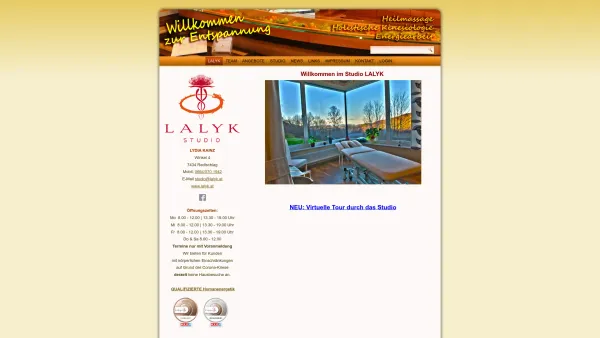 Website Screenshot: LALYK - das Massagestudio - LALYK - Date: 2023-06-23 12:05:37