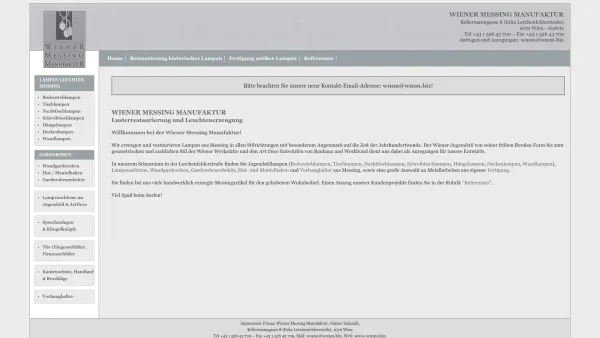 Website Screenshot: WIENER MESSING MANUFAKTUR - Messinglampen - Jugendstillampen - Date: 2023-06-14 10:41:26