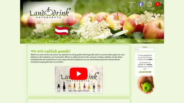 Website Screenshot: Land Drink Natursaft Fruchtsäfte Direktsaft und Cider - Getränkehersteller | Land-drink - Date: 2023-06-23 12:05:40