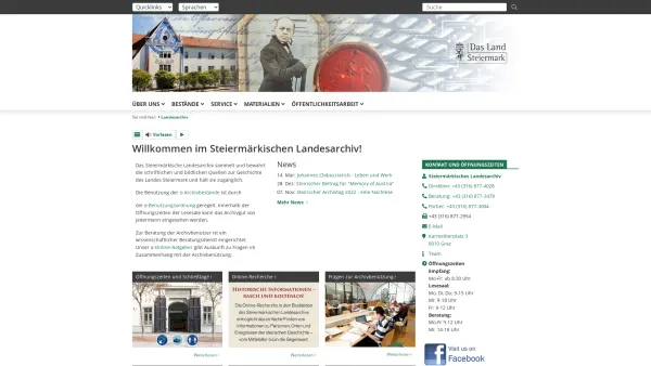 Website Screenshot: Land Steiermark
Steiermärkisches Landesarchiv - Landesarchiv Steiermark - Landesarchiv - Land Steiermark - Date: 2023-06-15 16:02:34