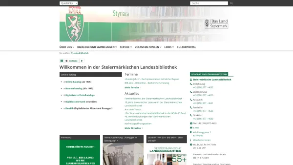 Website Screenshot: Steiermärkische Landesbibliothek - Steiermärkische Landesbibliothek - die Bibliothek - Landesbibliothek - Land Steiermark - Date: 2023-06-23 12:05:40
