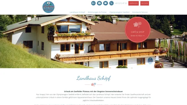 Website Screenshot: Landhaus Schoepf Seefeld nähe Moesern Appartement und Ferienwohnungen - Landhaus Schöpf : Landhaus Schöpf - Date: 2023-06-23 12:05:40
