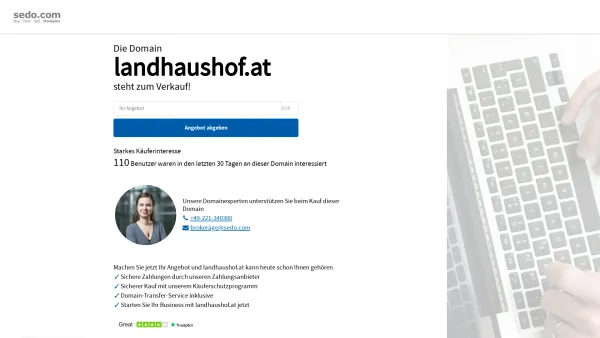 Website Screenshot: Das Salzamt Palais Hotel Landhaushof Klagenfurt Wörthersee Kärnten - landhaushof.at steht zum Verkauf - Sedo GmbH - Date: 2023-06-23 12:05:40
