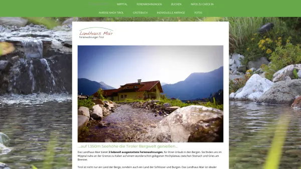 Website Screenshot: Landhaus Mair Gries am Brenner - Wipptal - Ferienwohnungen Landhaus Mair auf 1.350m Seehöhe am Ende des Wipptales in Tirol - Date: 2023-06-23 12:05:41