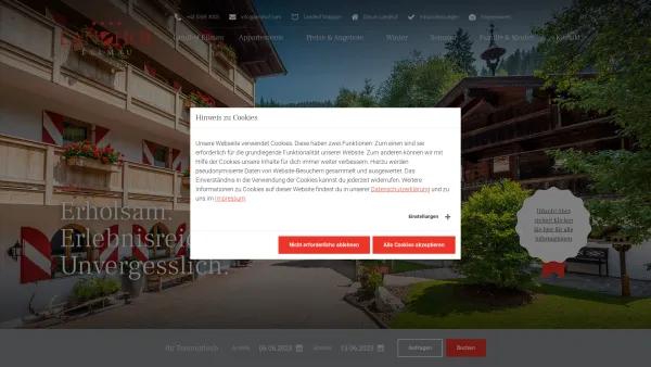 Website Screenshot: Hotel Landhof Ellmau - Ferienwohnung ELLMAU, 4* Appartement-Hotel LANDHOF am Wilden Kaiser - Date: 2023-06-14 10:41:26