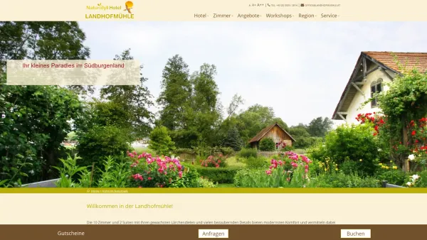 Website Screenshot: www.landhofmuehle.at - Hotel Garni Landhofmühle - Naturidyll Hotel im Burgenland - Österreich - Date: 2023-06-23 12:05:43