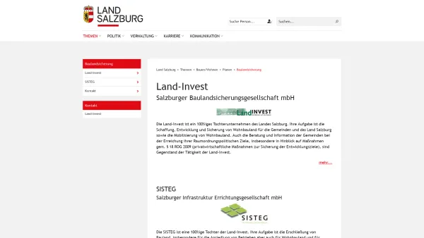 Website Screenshot: Land-Invest Salzburger Baulandsicherungsgesellschaft - Land Salzburg - Land-Invest - Date: 2023-06-14 10:41:26