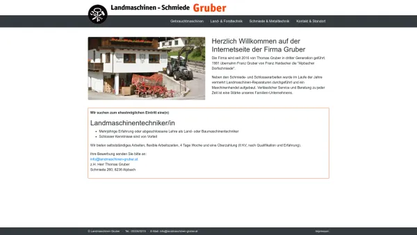 Website Screenshot: Landmaschinen-Schmiede Gruber - Home | Landmaschinen Schmiede Gruber - Alpbach, Tirol - Date: 2023-06-23 12:05:43