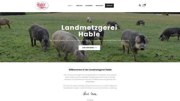 Website Screenshot: Heinrich Hable Fleischwaren KG - Landmetzgerei Hable – Wir legen großen Wert auf Handarbeit, beste Zutaten und eine sorgfältige Verarbeitung - Date: 2023-06-23 12:05:43