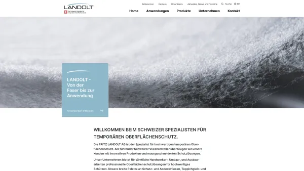 Website Screenshot: Landolt AG - Fritz Landolt AG | Spezialist für temporären Oberflächenschutz | landolt.com - Date: 2023-06-23 12:05:43