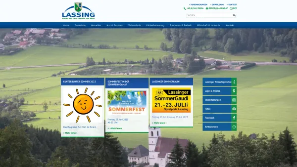 Website Screenshot: Lassing Abenteuer Ennstal Steiermark Austria Osterreich Gemeinde Gemeindeamt Urlaub Ferien Schifahren Dorf Bucherei Kultur Symphon - Gemeinde Lassing - Date: 2023-06-23 12:05:46