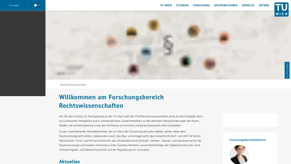 Website Screenshot: Institut für Rechtswissenschaften der TU Wien - E280-01-Forschungsbereich Rechtswissenschaften | TU Wien - Date: 2023-06-23 12:05:49