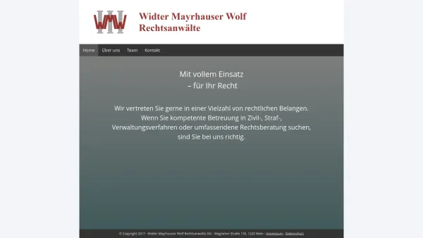 Website Screenshot: Widter Mayrhauser Wolf Rechtsanwälte Neue Seite 1 - Rechtsanwälte Widter Mayrhauser Wolf - Date: 2023-06-23 12:05:49