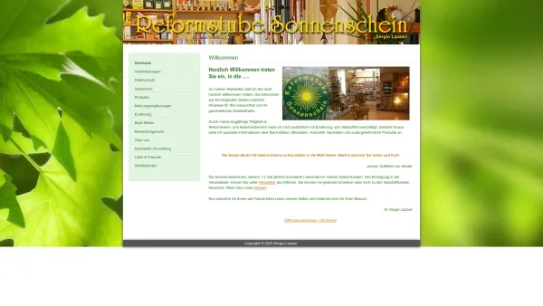 Website Screenshot: Reformstube Sonnenschein "Treffpunkt gesundes Leben" - Reformstube Sonnenschein - Startseite - Date: 2023-06-23 12:05:49