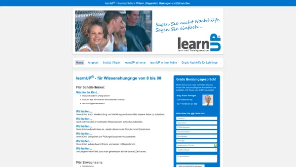 Website Screenshot: learnUP R) Lern und Trainingszentrum - Home - learnUP - das Nachhilfeinstitut - Date: 2023-06-23 12:05:49
