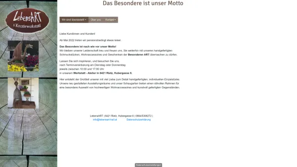 Website Screenshot: LebensART s´Kreativwerkstattl - DAS BESONDERE IST UNSER MOTTO | LebensART s'Kreativwerkstattl - Date: 2023-06-23 12:05:49