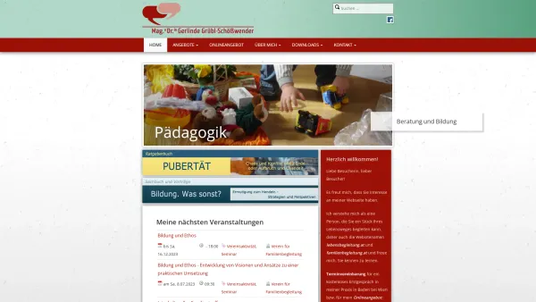 Website Screenshot: Mag. Dr. Gerlinde Grübl-Schößwender 
Praxis für Heilpädagogik, Lebens und Sozialberatung - Lebensbegleitung.at - Home - Date: 2023-06-23 12:05:49