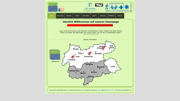 Website Screenshot: Lebensberatungszentrum - Verein für Lebensberatung - Willkommen bei LSB Tirol - Date: 2023-06-23 12:05:49