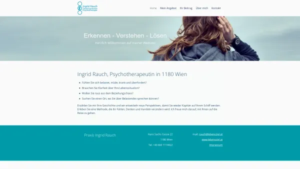 Website Screenshot: Ingrid Rauch, Psychotherapeutin, Trainerin, Coach - Psychotherapiepraxis Ingrid Rauch in 1180 Wien - Date: 2023-06-23 12:05:52